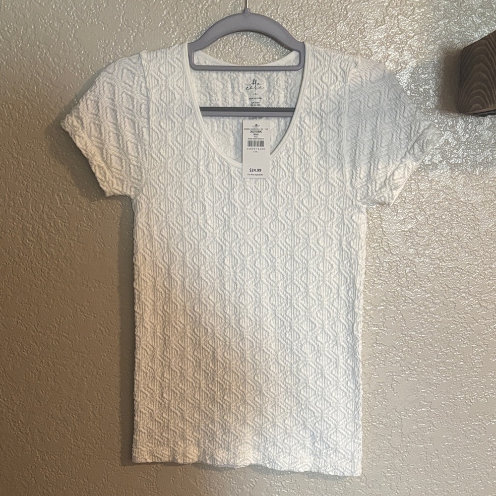 White Textured Women's Top